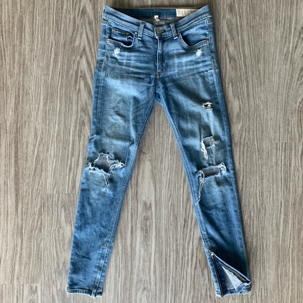 Rag & Bone Ripped Blue Jeans
